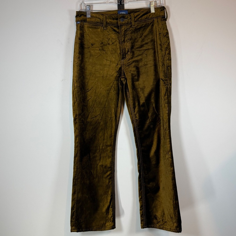 Citizens of Humanity Isola Trouser Women 26 Olive Velvet Flare Holiday Fall Luxe